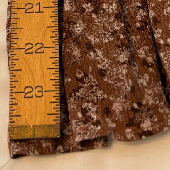 Brown Crinkle Textured Boho Chic Floral Dress by BE COOL, Size Medium - Picture 10 of 11